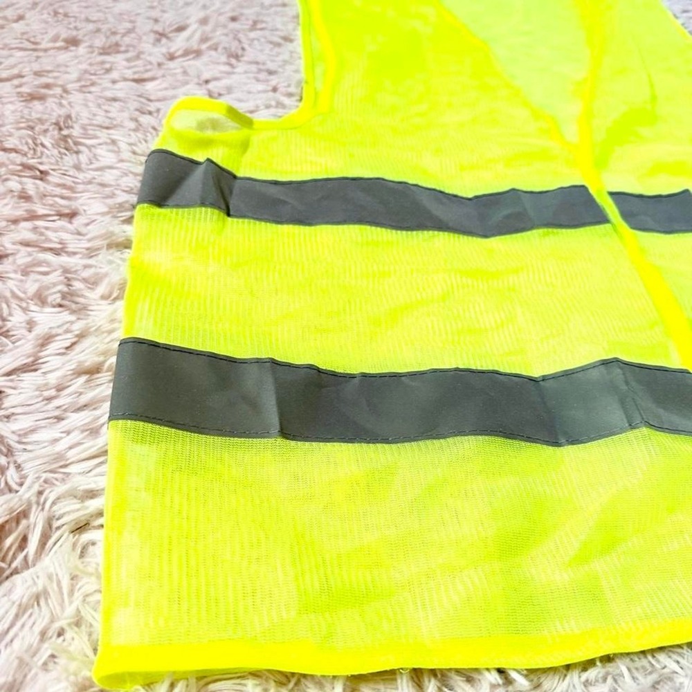 Yellow Reflective Construction Safety Neon Yellow Costume Cosplay Vest Adult OS - Picture 3 of 5